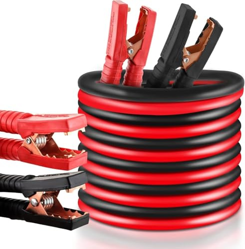 Holdfiturn 6M 12MM Booster Cables 1200Amp Heavy Duty Cars Jump Leads | Professional Battery Start Cables Colour Coded Clamp Anti Tangle Leads Jump Start Leads for Cars Vans