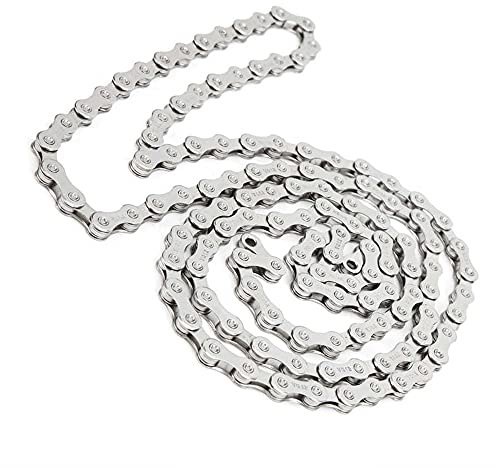 GOIYZTTR 6/7/8 Velocidades de Cadena de Bicicleta, 116 eslabones Cadena para Bicicleta, Bicicletas de Montaña, Coches de Carreras, 1/2 x 3/32 Pulgadas (Plateado)