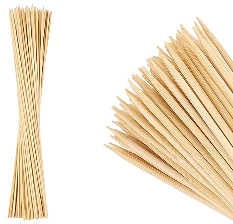 MalloMe XL Bamboo Skewers 12 Inch 100 pcs - 4mm Thick Bamboo Sticks - Heavy Duty Wooden Shish Kabob Skewers for Grilling - for Kebab BBQ Grill Hot Dog, Candy Apple Smores Sticks Wood Skewer Appetizers