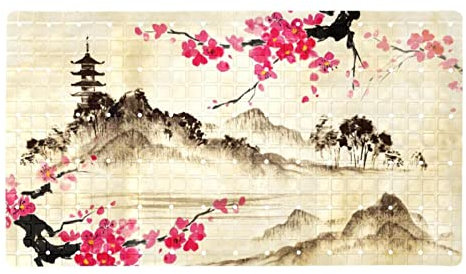 Badewannen Duschmatte,rutschfeste Badewannenmatte,Pflaume des Shanta-Baums,Badematte für Badewannenmatte Saugnäpfe Badezimmer