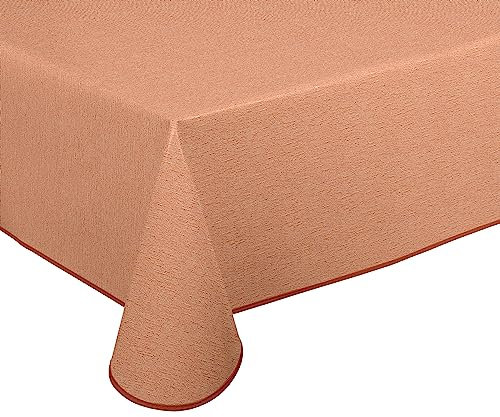 Wachstuch Tischdecke abwischbar rutschfest mit Paspelband Eckig Rund Oval, Motiv Farbe Größe wählbar (Leinenstruktur Terra, Eckig 110x140 cm)