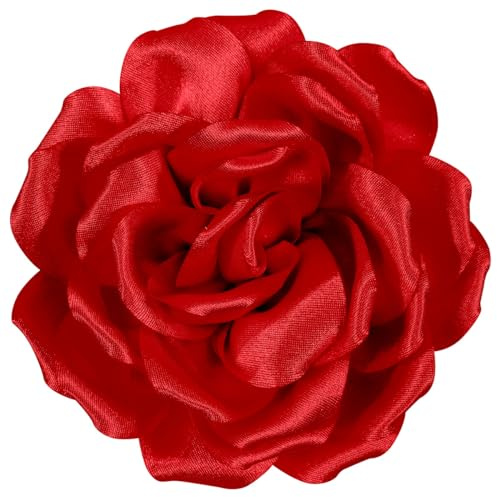 4.3 Inches Red Rose Hair Clip Large Flower Brooches for Women, Elegant Red Flower Rose Brooch Pin for Women Dress, Hair Flowers Pin up Headpieces For Woman Fashion Banquet Dress Suit Cloth Accessories