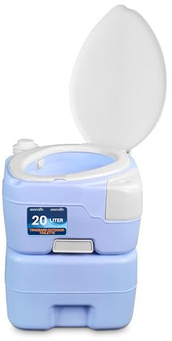 SereneLife Camping Toiletten - 20L Porta Potti Chemietoilette mit Handyhalter, 120 Spülungen, 12L Frischwassertank, Reinigungssprühgerät, Campingklo - Mobiles WC für Outdoor, Reisen & Wohnmobil