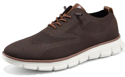 Wearbreeze Men’s Business Casual Oxford Sneakers – Lightweight Lace-Up Dress Shoes for Work, Travel & Daily Commute Brown