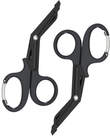 QLEUIFT Confezione da 2 forbici mediche, forbici da trauma e primo soccorso EMT-realizzate in acciaio inox per emergenze, 19 cm, nero