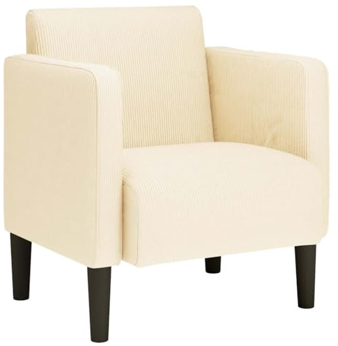 vidaXL Sillón con reposabrazos Color Crema 54 cm Tejido de Pana, sofá Individual, sofá cómodo, sillón de televisión, sofá, Asiento de sofá