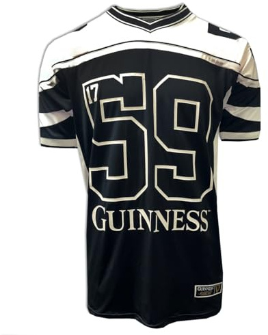 Guinness Black & Cream American Football Jersey (UK, Alpha, XL, Regular, Regular, Black & Cream)