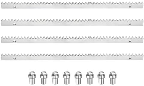 sourcing map Lot de 4 porte-engrenages en acier, 1 m au total, robuste, renforcé, avec matériel de montage, engrenages droits pour opérateurs de portes coulissantes, ouvre-portails coulissants