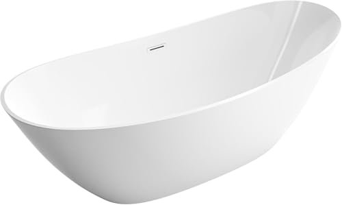 BERNSTEIN Freistehende Badewanne aus Sanitäracryl Standbadewanne Wanne mit Doppelwandiger Konstruktion 170 x 78 x 69 cm - 5 Jahre Garantie - Bellagio 2.0 in Weiß glänzend, Acryl-Wanne