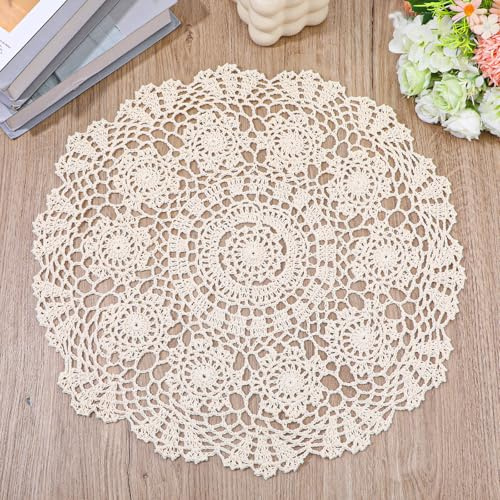 Spitzendeckchen für Tische, große runde Häkeldeckchen, Vintage-Platzsets, Spitzenplatzsets für Zuhause, Küche, Esszimmer, Hochzeitsfeier-Dekorationen