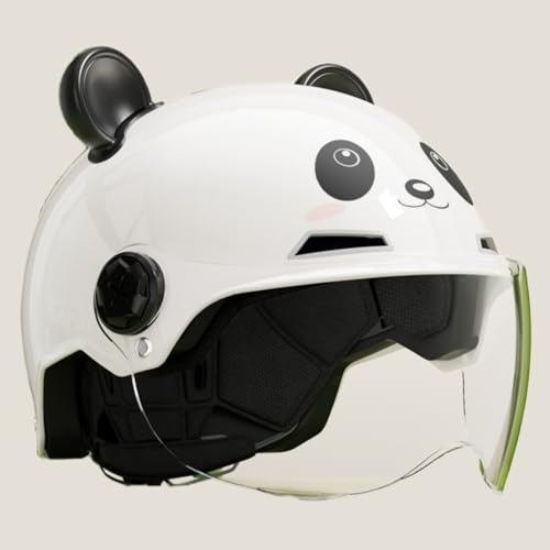 Casque De Moto Demi-Jet pour Enfants avec Visière Solaire, Casque De Scooter Mignon Et Tendance Homologué ECE 22.06, Casque Jet pour Enfants De 3 À 12 Ans (Garçons Et Filles) C,50-60cm