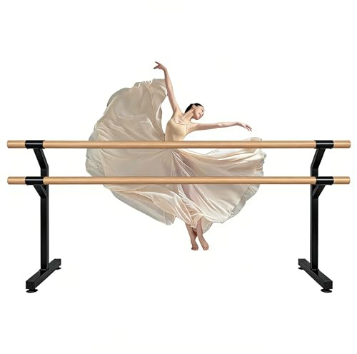 Barre de ballet autoportante en bois robuste à hauteur fixe pour la maison et le studio de danse et d'étirement