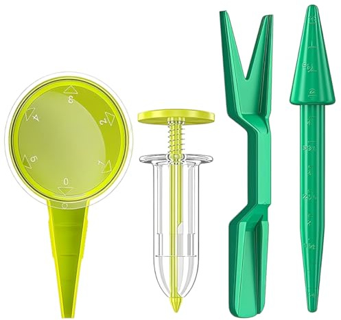 CATZUM Set de 4 Herramientas para siembra, Mini sembradora, dispensador de Semillas, Herramienta de plantación, Ideal para Semillas, Verduras y Flores