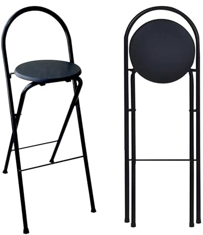 Fällbar barstol 70 cm hög, bärbar köksö-stol, ingen montering krävs, matpall för vuxna med fotstöd, lätt svart bänkstol för hem och bar
