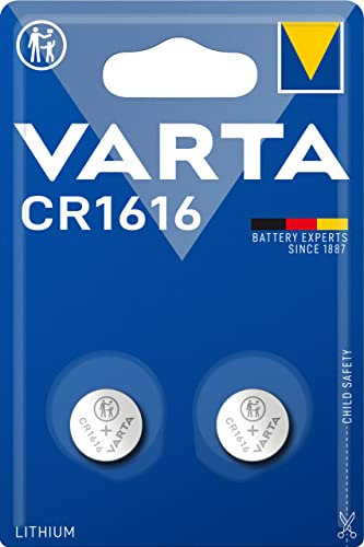 VARTA Batterien Knopfzellen CR1616, 2 Stück, Lithium Coin, 3V, kindersichere Verpackung, für elektronische Kleingeräte - Autoschlüssel, Fernbedienungen, Waagen