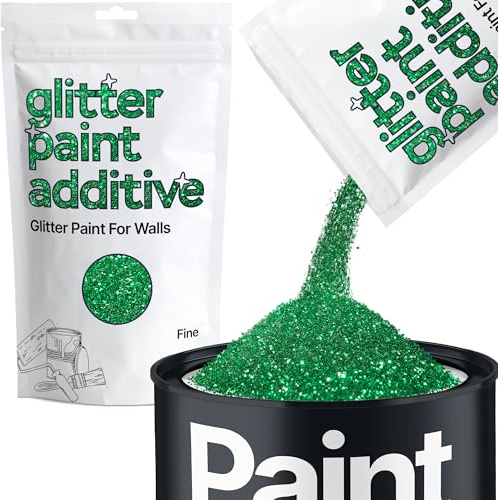Hemway Emerald Green Glitter Paint Additive Fine 100g for Adding Sparkle | for Paints & Varnish | Paint Walls Sparkly Add to Emulsion, Acrylic or Lacquer Indoor