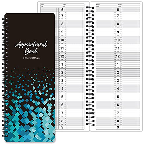 Poluma Appointment Book - Salon Appointment Book, 11.5 x 4.7, 2 Columns, Undated, 6 AM - 9 PM, Twin-Wire Binding, 200 Pages, Appointment Planner for Hair Stylist - Black