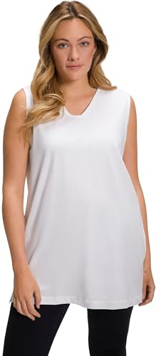 Ulla Popken Haut Basique en V T-Shirts, Blanc Neige, 52-54 Femme
