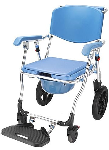Sedie A Rotelle da Bagno Pieghevoli,Sedie da Toilette Comodino,Sedie da Toilette Multifunzione Sedia A Rotelle da Bagno Impermeabile per Disabili Anziani,capacità Peso 330 Libbre A