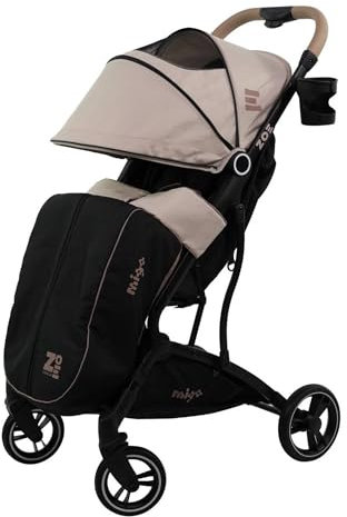 Kompakter Kinderwagen ZOE ab 6 Monaten - 22 Kg max, leicht und wendig - einhändig faltbar - Beindecke, Regenschutz und Tragetasche inbegriffen (Zoé kaki)