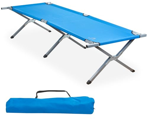 CampFeuer Lit de camp | Charge maximale : 180 kg | Chaise longue de camping en aluminium, chaise longue de camp, chaise longue de camp, chaise longue de jardin avec sac de transport, chaise longue à
