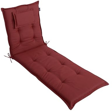 LILENO HOME Sonnenliege Auflage [1er Set - Rollliege] in Rot Y - Gartenliegen Polster für Strandliege (188x60x8cm) MAR