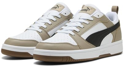 PUMA Rebound V6 Low Unisex Sneaker, Puma Weiß Puma Schwarz Eiskaffee, 43 EU