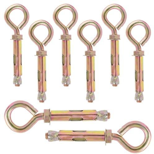 Swpeet 8 viti di espansione M10 con filettatura M10, gancio di ancoraggio chiuso, viti a occhiello di espansione, bulloni di espansione resistenti con anello a occhiello, ancoraggio a manicotto, ganci