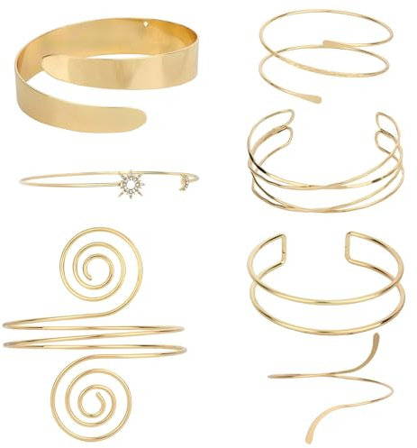Mikovivi 7pz Bracciale Braccio Superiore Donna, Bracciale da Braccio Superiore in Oro Regolabile Set di Gioielli per Donne Accessori per Feste e Matrimoni