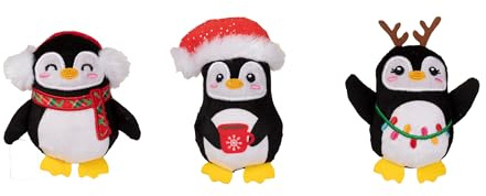 Fringe Studio WADDLE SQUAD Penguins Plush Dog Toy 3PC Set, PetShop Collection (662195)