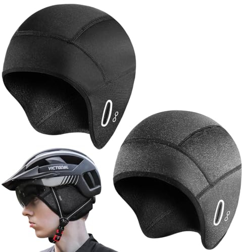 Bonnet de Cyclisme, Hiver Cyclisme Bonnet sous Casque Coupe-Vent avec Couvre Oreilles et Trou Lunettes, Bonnet de vélo sous Casque, Chaud Coupe-Vent Course, pour Le Ski, la Course à Pied, la Moto