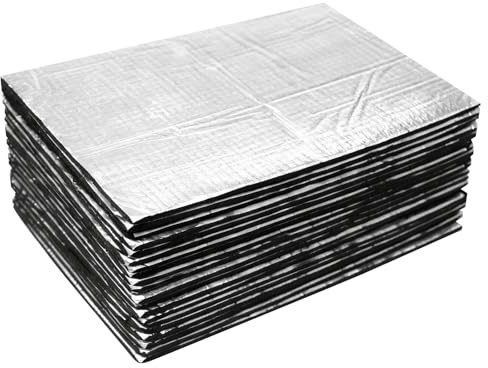 Keboyoe Lot de 20 Isolation Phonique Voiture 250×180×5 mm Alubutyle Tapis de Voiture Isolant Phonique Isolation Thermique Plaque Auto-adhéSif, Anti-Vibrations Ignifuge Imperméable