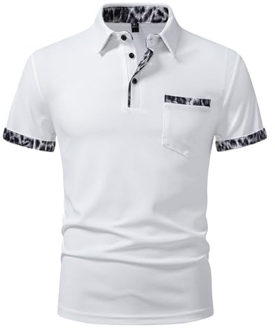 Mens Short Sleeve Polo Shirts Casual Classic Summer Contrasting Colors Basic Work T-Shirt Tops
