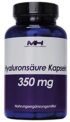 Hyaluronsäure Kapseln - Hochdosiert mit 350 mg. 180 Stück (6 Monate). Hyaluron aus Fermentation mit 500-700 kDa (mikro-molekular).