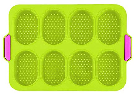Macabolo Mini vassoio per baguette in silicone, riutilizzabile, per pane e pane 23.8 * 34.5 * 2.5 cm verde