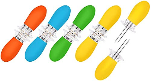 AUGSUN - Soportes para mazorcas de maíz, 10 unidades/5 pares de soportes para mazorcas de maíz de acero inoxidable, pinchos para barbacoa, para cocinar en casa, fiestas, camping