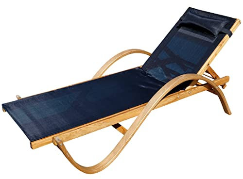 ALEOS. Sonnenliege Gartenliege Holzliege Paraiso aus Holz Lärche mit Kopfpolster Rückenlehne mehrfach verstellbar schwarz braun