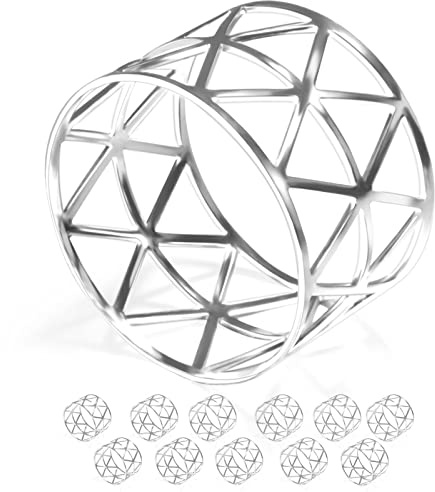 URWOOW 12 Pack Napkin Rings Holders Silver Color Hollow Design Décor Dinner Party Wedding Christmas Gathering (Silver)