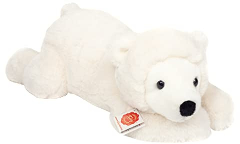 Teddy Hermann 91547 Eisbär liegend 45 cm, Kuscheltier mit idealem Recyclinganteil (Füllmaterial)