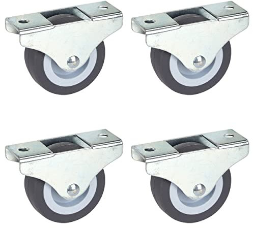Dörner + Helmer Juego de 4 ruedas fijas para muebles, 50 mm x 19 mm, capacidad de carga de 165 kg, ruedas pequeñas de TPE