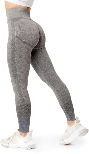 Bellivalini Sport Leggings Damen High Waist Push Up Scrunch Fitness Seamless Figurformend BLV50-254 (Graphite Melange, M)