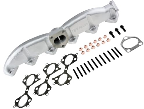 TBVPARTS Colector De Escape 11622248166 Mas Juego De Juntas 18407788422 Hecho De Hierro Dúctil 11627788422 Compatible Para E60 E61 E65 X5 3.0d 2.5d M57 M57N 325d 330d 525d