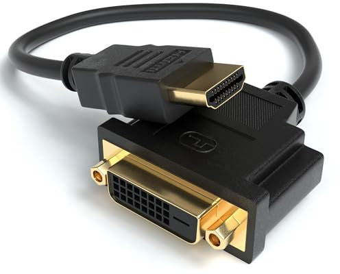 JAMEGA – HDMI Auf DVI Adapter | HDMI Stecker Zu DVI Buchse 24+1 Kabel Konverter | 4K High Speed HDTV Bis Zu 1080P Full HD Vergoldete Kontakte Für TV, Beamer, PC UVM.