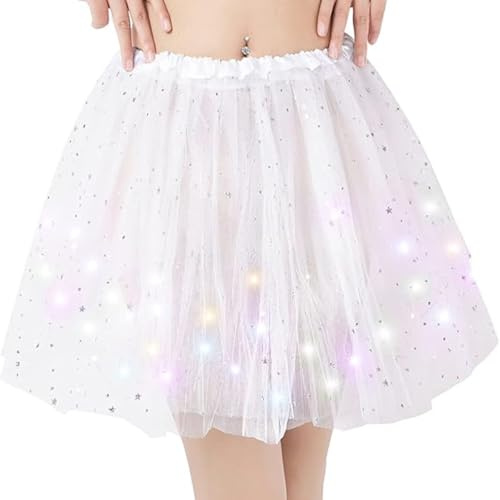 CENPEK Light Up Tutu-kjol, Vuxen Tutu-kjolar i tyll för kvinnor Paljettstjärnor Kjol för fest Dans Balett Dansfester Finklänning Halloween-kostym
