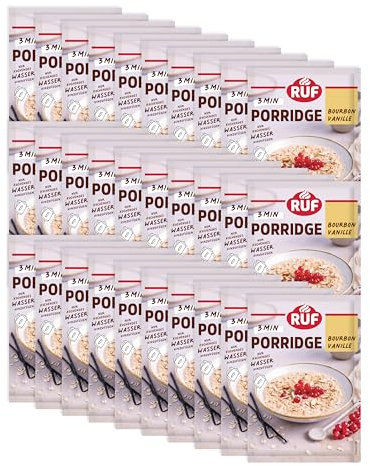 RUF 30er Pack Monats-Vorrat Porridge Bourbon Vanille, Instant Haferbrei für ein schnelles und gesundes Frühstück, 30 x 65g Beutel