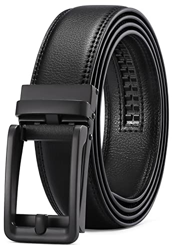 SENDEFN Cintura Uomo in Pelle Elegante con Fibbia Automatica a Cricchetto - Regolabile per Abiti Business e Lavoro