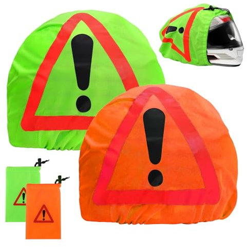 KUHAWL 2 Stück Warndreieck Motorrad Helm, Helmbeutel Warnsignal Erste Hilfe Helmtasche, Motorrad Warndreieck Helmüberzug für Unfallsicherung Unfallstelle Gefahrenstellen Kennzeichnung