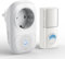 JeaTone Sonnette sans Fil Exterieur Etanche,150M Sonnette de Porte IP55 Étanche Carillon Electronique,58 Mélodies au 4 Niveaux Volumes,Prend en Charge Les Prises de EUR Courant Externes,Blanc