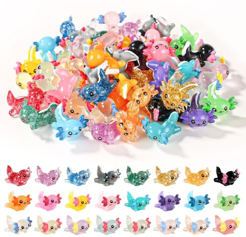 72pcs Mini Axolotl Résine, 3 Styles Petites Figurines Miniatures Axolotl Petit Jouet Décoratif Axolotl Petites Breloques pour Bricolage Jardin Paysage Maison Poupée Décorations