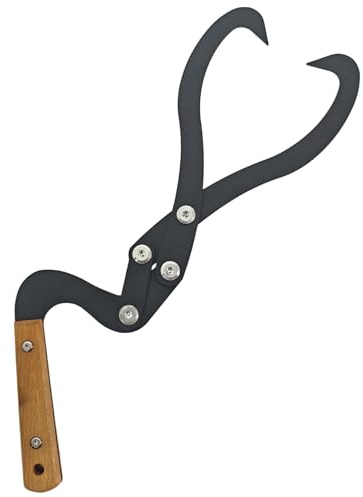 Pince à bois de chauffage avec action de pince | Durable | Résistante à la rouille | Pince à bois de chauffage avec action de pince | Accessoire pour cheminée, foyer et feux d'extérieur | Côté du feu